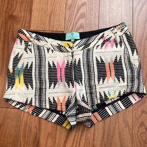 Essentiel Beach Anthropologie linen patterned shorts size 38 European 30